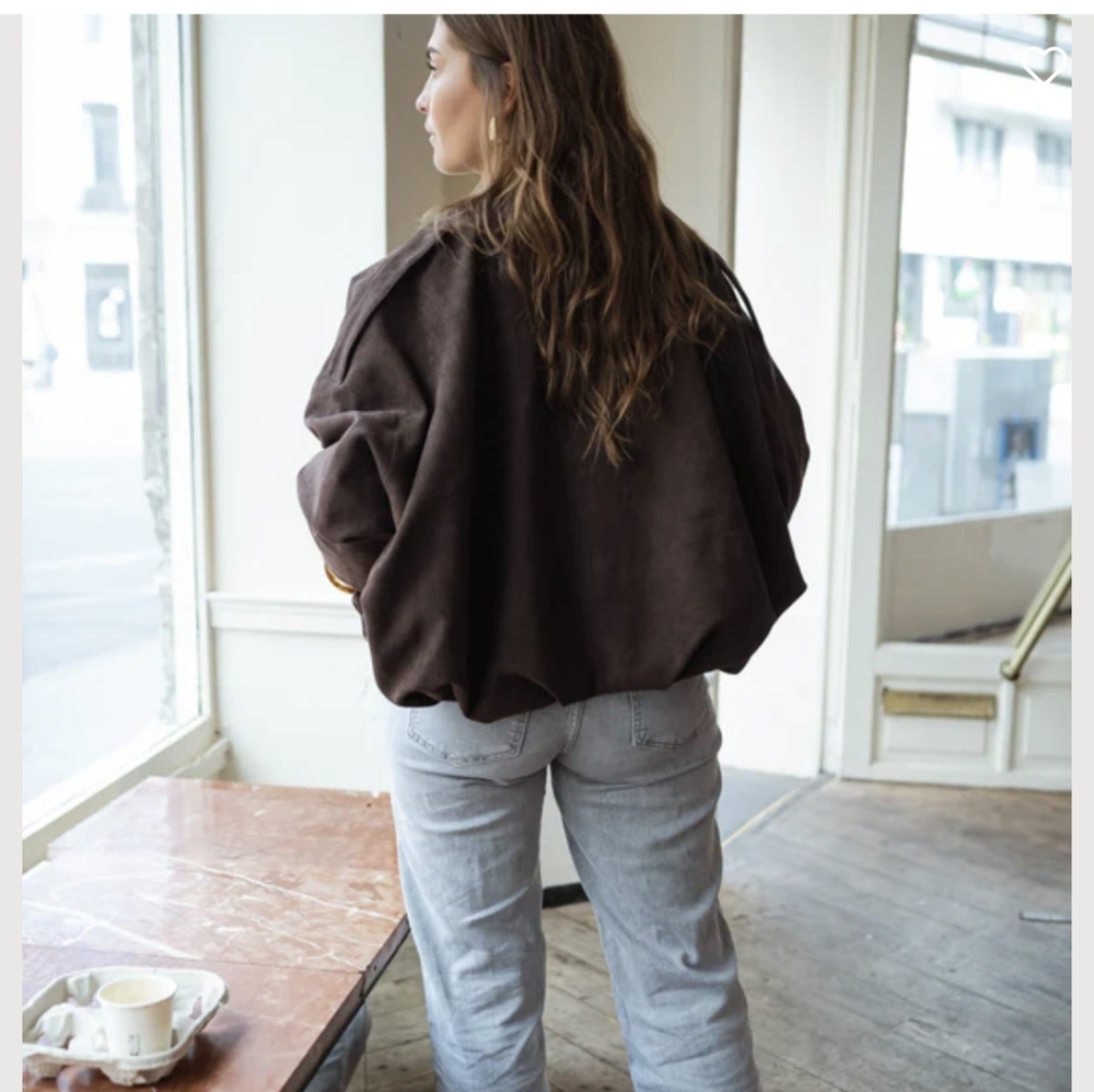 Easy Clothes Suede Chocolate Vegan Suede Lined Jacket Nwt S-M/M-L - Picture 4 of 8